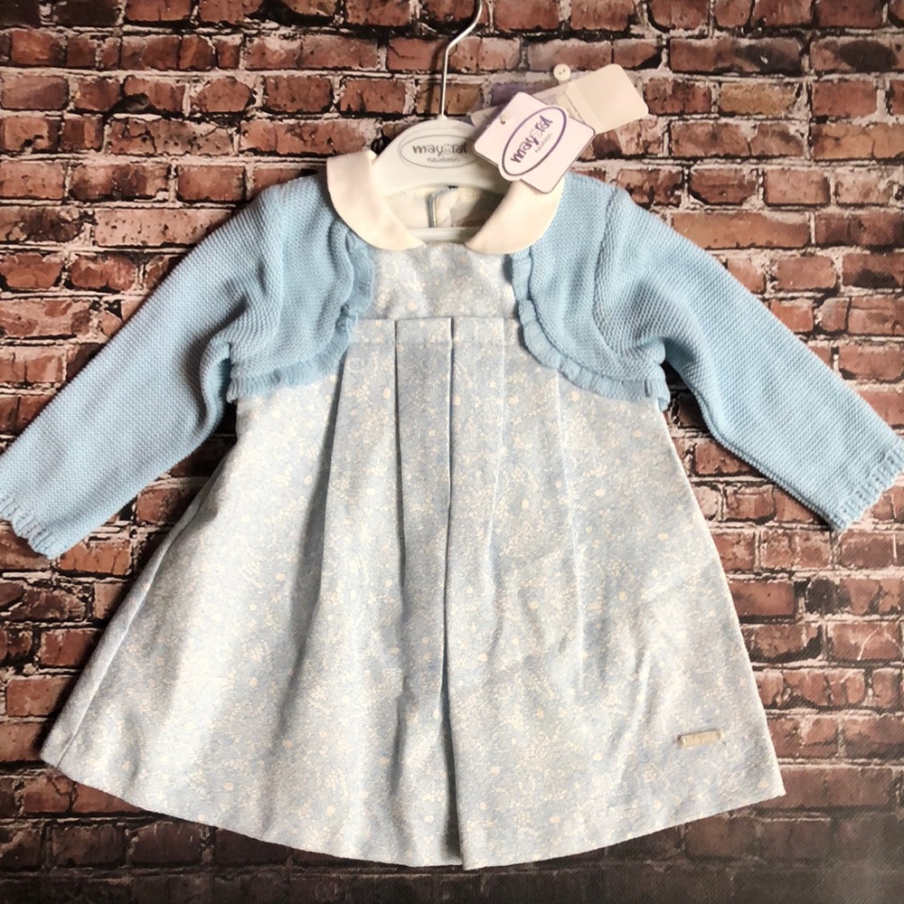 NWT May Oral blue and white dress 6-9 months